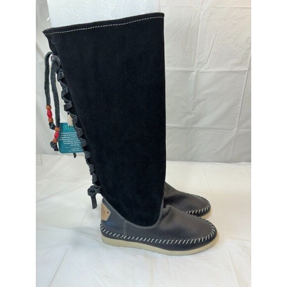 Anthropologie Buyamba Cycle of Hope Tall Black Lace up Boots Italy - Picture 2 of 14